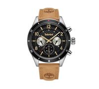 Timberland Hooksett TDWGF2201002 Men's 46mm Black Dial Quartz Watch, Brown Leather Strap
