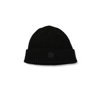 Timberland Men's Ribbed Watch cap with Logo Patch, Black, One Size