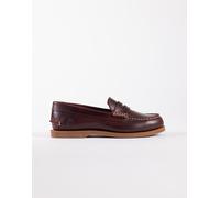 Timberland - Mocassini classici da barca in pelle pieno fiore bordeaux-Rosso 41