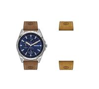 imberland Boxbourough Men's Watch TBL15909JYS03AS - Silver-Tone Case, Blue Dial, Interchangeable Brown and Beige Leather Straps