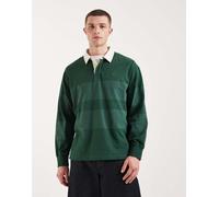 Timberland - Polo stile rugby a maniche lunghe a righe color pino-Verde 91-97 CM