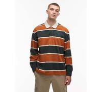 Timberland - Polo stile rugby a righe a contrasto verde e marrone 107-112 cm