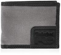 Timberland PRO Men's Canvas Leather RFID Billfold Wallet with Back ID Window, Charcoal, One Size