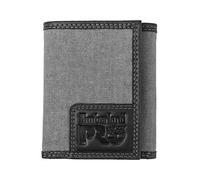 Timberland PRO Men's Canvas Leather RFID Trifold Wallet with Zippered Pocket, Charcoal, One Size