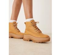 Timberland - Roxie Lane - Scarponcini medi stringati in pelle pieno fiore color grano-Marrone 40