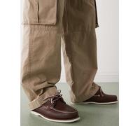 Timberland - Scarpe da barca in pelle marrone scuro con 2 occhielli 40