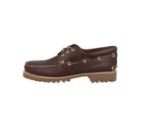 Timberland Authentics - Scarpe da barca classiche con 3 occhielli marroni in pelle pieno fiore-Brown 45.5