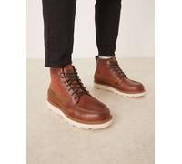 Timberland - Stivali medi stringati impermeabili in pelle pieno fiore color ruggine-Marrone 47.5