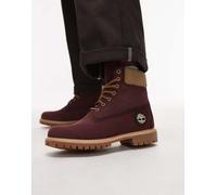 Timberland - Stivali premium da 6" in pelle nabuk bordeaux con dettagli in velluto a coste-Rosso 46