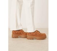 Timberland - Stone Street - Scarpe da barca a 3 occhielli marroni in nabuk con suola platform-Marrone 37