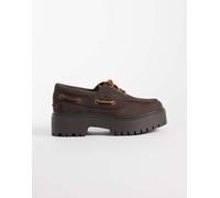 Timberland Stone Street scarpe da barca platform a 3 occhielli in nabuk marrone scuro 38