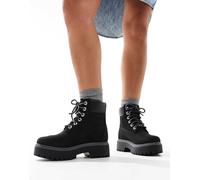 Timberland - Stone Street - Scarponcini rialzati neri in nabuk da 6"-Nero 41