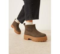 Timberland - Stone Street - Stivaletti Chelsea marrone scuro in pelle con interno in pile borg e suola platform 39.5