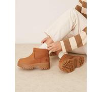 Timberland - Stone Street - Stivaletti Chelsea marroni in pelle nabuk con interno in pile borg e suola platform-Marrone 39.5