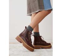 Timberland - Stone Street - Stivali stringati bordeaux con suola rialzata e 7 paia di occhielli-Marrone 39