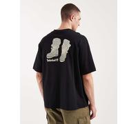 Timberland - T-shirt a maniche corte nera con grafica "timbs on my feet"-Nero 114-119 CM
