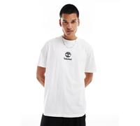Timberland - T-shirt bianca con logo piccolo al centro-Bianco 107-112 cm