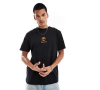 Timberland - T-shirt nera con logo piccolo al centro-Nero 114-119 CM