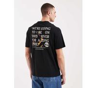 Timberland - T-shirt nera con scritta-Nero 122-127 CM