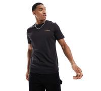 Timberland - T-shirt nera con scritta piccola del logo-Nero 91-97 CM