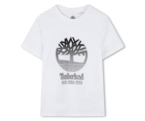 Timberland T60381 Maglietta da ragazzo, Bianco/Nero, 12 anni