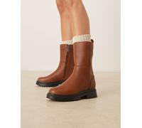 Timberland Tall - Scarponcini con zip in pelle pieno fiore color ruggine-Marrone 39