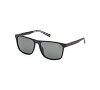Timberland TB9312 Occhiali da Sole Uomo, Occhiali da Sole Casual Leggeri, Forma Lente Rettangolare, Applicabili Lenti da Vista, Lenti Verde Polarizzato, Nero Opaco