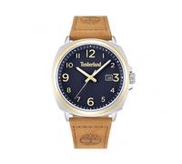 Timberland TDWLB0030201 Actwell Men's Watch - 44mm Gold-Tone Stainless Steel Case, Blue Dial, Brown Leather Strap, Date Display, 5 ATM Water Resistance