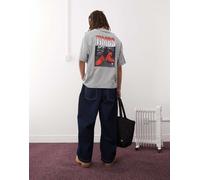 Timberland - Timbs 6“ - T-shirt oversize grigia con stampa sulla schiena-Grigio 84-89 CM