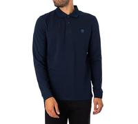 Timberland Uomo Polo a Maniche Lunghe Slim Fit con Logo Ricamato, Blu, 3XL