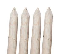 TIMBERMIK ø 7cm 4-Pack Paletti di Legno a Punta Lunghezza: 200 cm Recinzione Tondo Staccionata Pino Torniti Giardino Non Impregnato