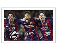 Timbre Photo autographe de Luis Suarez, Neymar et Lionel Messi, 30,5 x 20,3 cm, avec autographe Imprimé Par la société Barcellona Soccer, Regalo