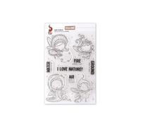 Timbri acrilici Elements Fairies ENG fatine fuoco aria acqua terra scritte
