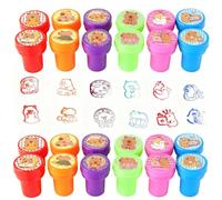 Timbri bambini, 24 Pezzi Animale, Autostampanti Multicolore Giocattoli Adatto, Gadget Feste Compleanno Bambini Regalini Fine Timbri per Regali di Feste, Ricompense Scolastiche, Compleanno