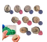 Timbri con tracce di animali - Kit di guarnizioni in legno per impronte, strumento artigianale di facile presa, timbri in legno artigianali con finitura sicura dei bordi | Stampa artistica con motivo