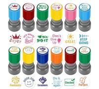 Timbri di classe per insegnanti - Set di timbri portatili per insegnanti di cartoni animati, 12 timbri creativi per commenti sui compiti, valutazioni, premi di Co