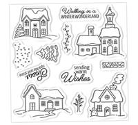 Timbri natalizi per la casa dal design trasparente, timbri in silicone riutilizzabili per realizzare cartoline e album di scrapbooking