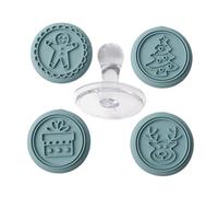 Timbri Per Biscotti A Tema Di Natale - 4 Modelli Di Timbri Per Biscotti In Silicone | Set Di Tamponi Per Fondente Per Pasticceria Di Alimentare A Forma Di Alce, Scatola, Alberi Di Natale