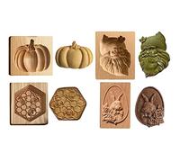 Timbri per biscotti in legno, 3D Set di Stampi Biscotti, per biscotti, cioccolato, stampini in rilievo, decorazione per torte (4 pezzi)