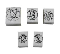 Timbri per monete READY 2 LEARN - Teste - Set da 5 - Timbri in legno per matematica valutaria e attivit fai da te - Da utilizzare per schede did