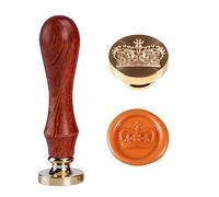 Timbro a cera con corona 3D Timbro romantico con sigillo a cera timbri a cera 2,5 cm 1 '' Testa in ottone rimovibile con manico in legno Guarnizione a cera autoadesiva per inviti di nozze Bambini Idea
