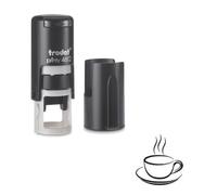 Timbro a forma di tazza di caffè, con inchiostro nero autoinchiostrante, circa 11 mm