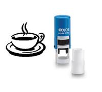 Timbro a forma di tazza di caffè, timbro per carte fedeltà, inchiostro nero autoinchiostrante, circa 11 mm, con copertura antipolvere a mano