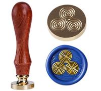 Timbro a sigillo di cera Kit di timbri a tripla spirale 30 mm Timbro di ghiaccio retrò Teste in ottone rimovibili con manico in legno per buste inviti Decorazione di nozze Carte regalo Mails
