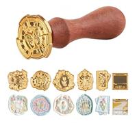 Timbro Ceralacca, Dwafill Pacco da 6 Removibile Sigilloe Ceralacca, Timbro Ceralacca Fiori, per Buste, Inviti, Cartoline, Regali, Timbro Ceralacca Matrimonio (Tempo spazio)