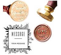 Timbro Ceralacca Personalizzato con Nome e Indirizzo, Design Rustico con Foglie, Sigillo in Ottone per Inviti di Matrimonio, Buste e Decorazioni Fai da Te (Progetto 5)