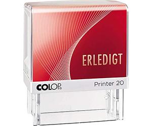 Timbro Colop Printer 20 con testo in tedesco Fatto