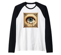 Timbro con occhio che si scioglie, stile surreale vintage Maglia con Maniche Raglan
