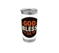 Timbro con scritta "Pretty God Bless Us" Bicchiere termico in acciaio inox doppia parete