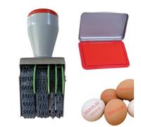 Timbro Datario a Forma di Uovo,Kit Timbro Data per Uova,Sigillo in Gomma con Anno e Giorno,Tampons D'encre Rouge,Applicabile per Uova/Uova di Anatra e Varie Etichette di Carta